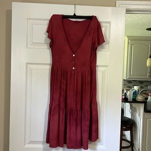 Flowy Red Pink tie dye summer dress casual size Large See You Monday sundress